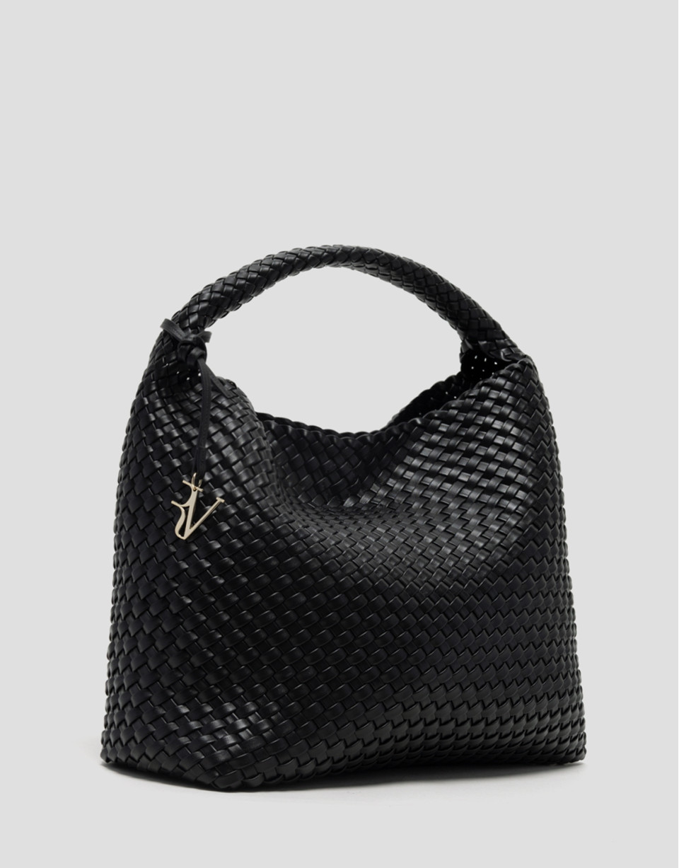 Black Paula Hobo shoulder bag with braided ... | Roberto Verino