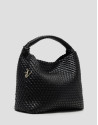 Black Paula Hobo shoulder bag with braided ... | Roberto Verino