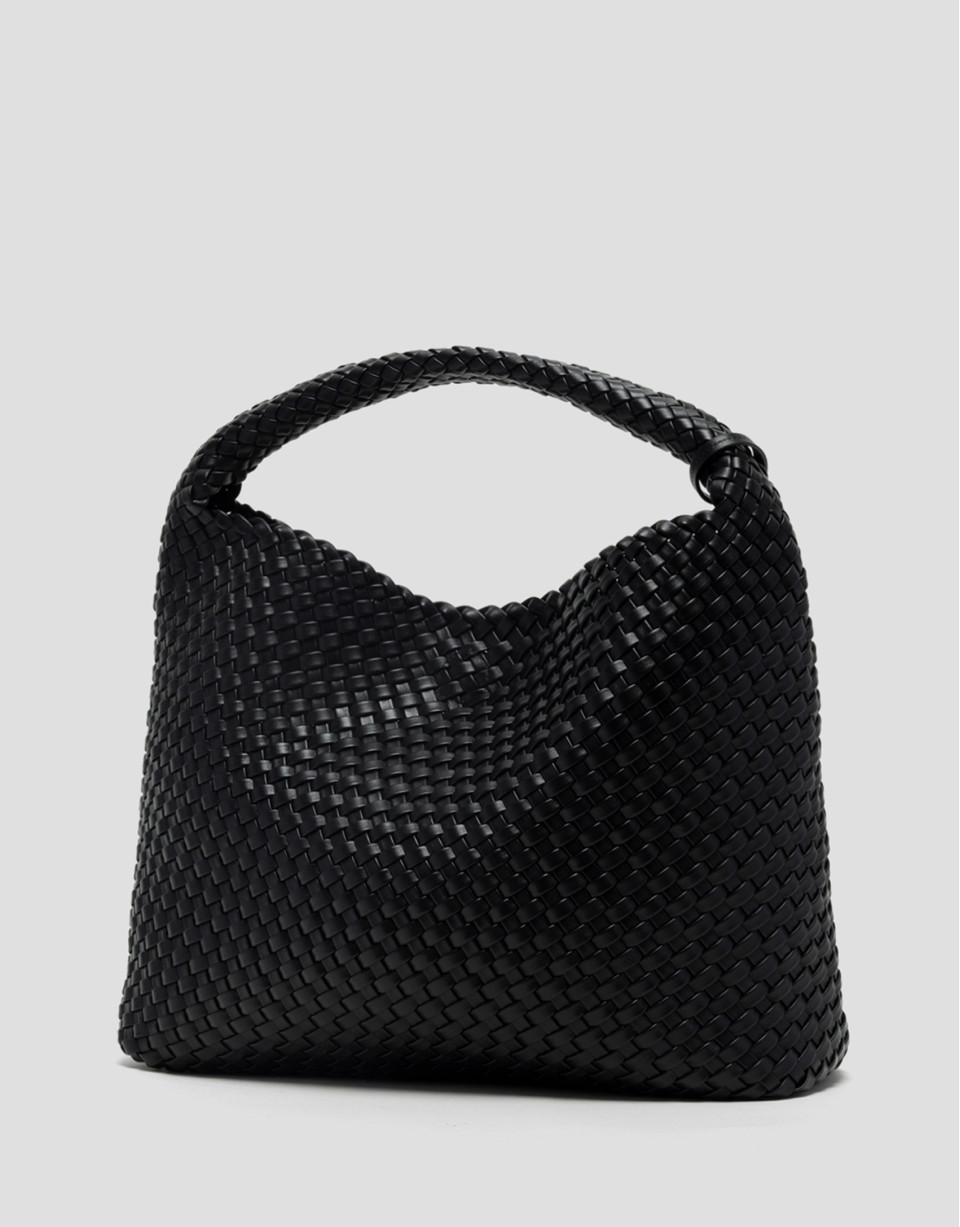 Black Paula Hobo shoulder bag with braided ... | Roberto Verino
