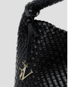 Black Paula Hobo shoulder bag with braided ... | Roberto Verino