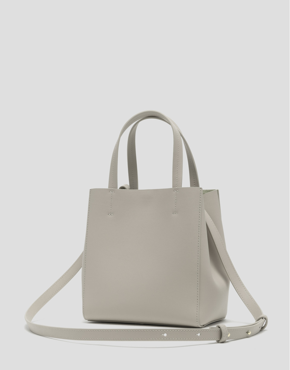 Beige leather midi Bruna Tote bag - Woman | Roberto Verino