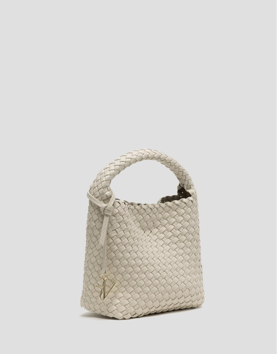 Beige Midi Paula Hobo handbag with braided ... | Roberto Verino
