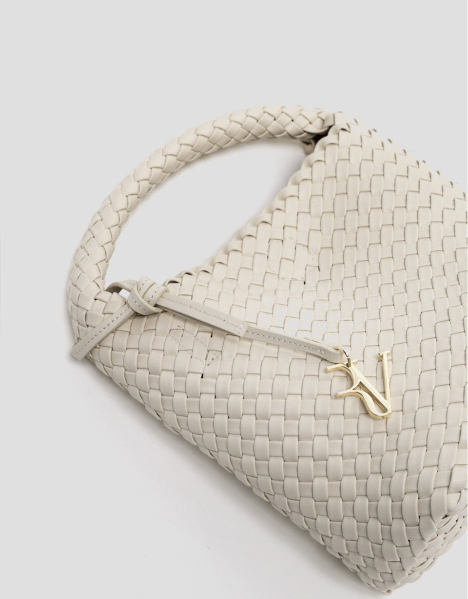 Beige Midi Paula Hobo handbag with braided ... | Roberto Verino