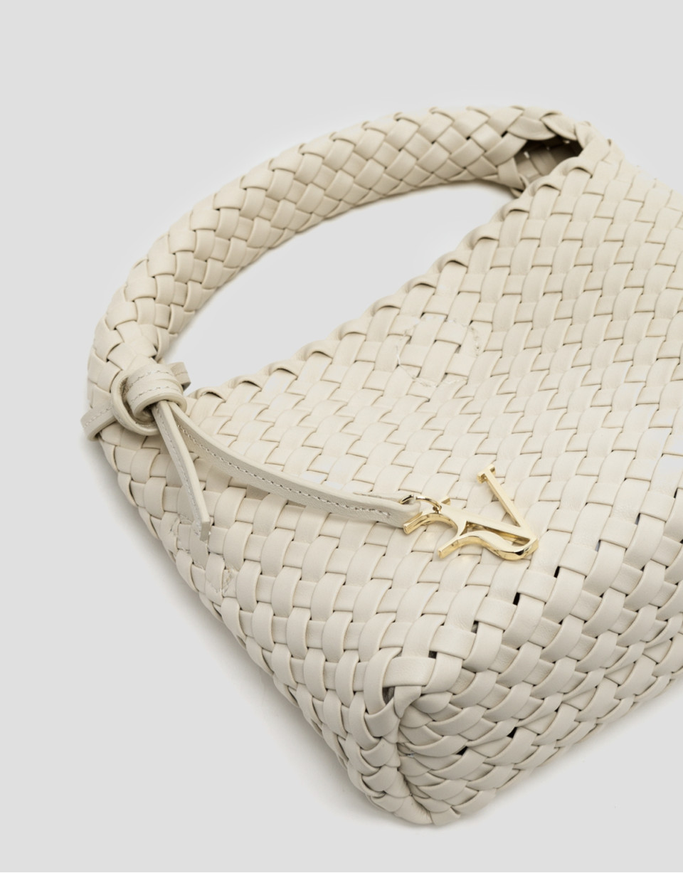 Beige Paula Clutch bag with braided leather  | Roberto Verino