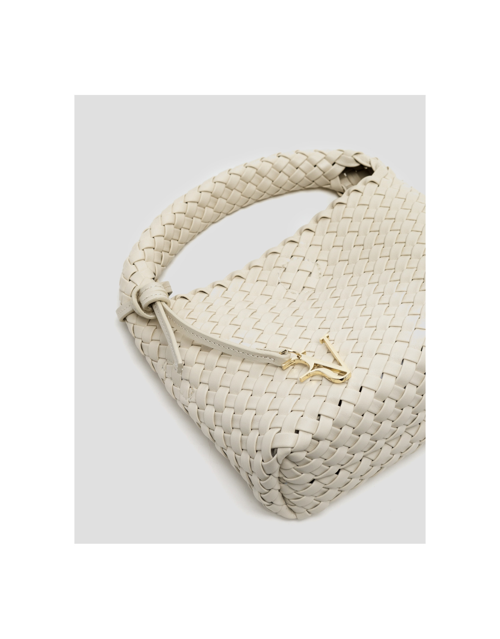 Bolso de mano Paula Clutch piel trenzada crudo | Roberto Verino