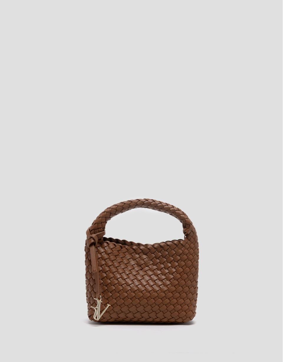 Tan Paula Clutch bag with braided leather  | Roberto Verino