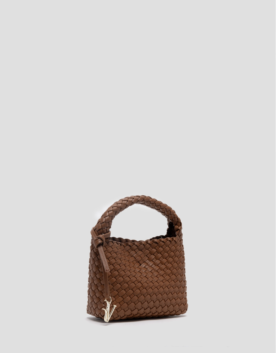 Tan Paula Clutch bag with braided leather  | Roberto Verino