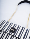 Bolso Messenger Miranda Bahía con piel a rayas blanco y negro