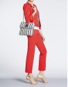 Bolso Messenger Miranda Bahía con piel a rayas blanco y negro