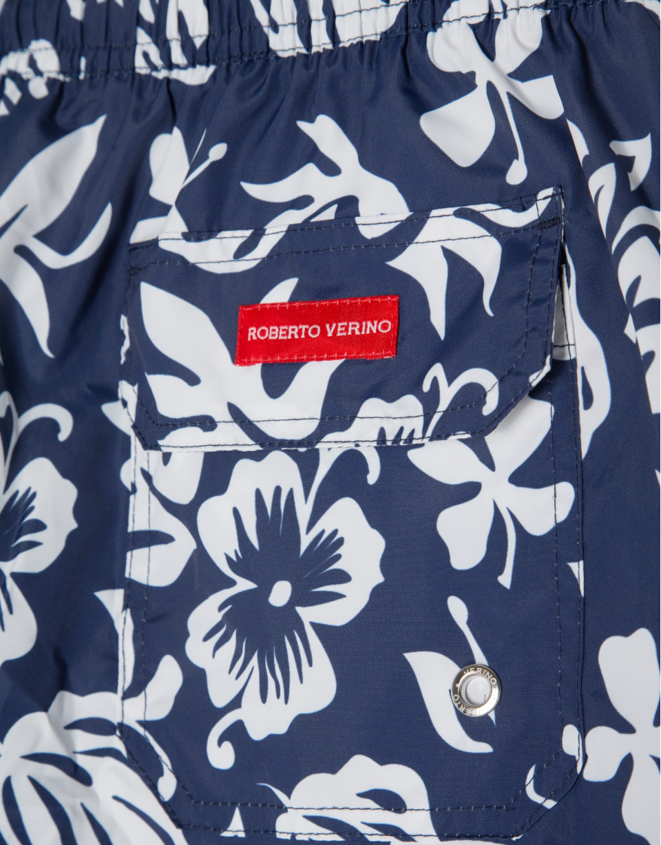 Bañador marino estampado hojas blancas - Hombre | Roberto Verino