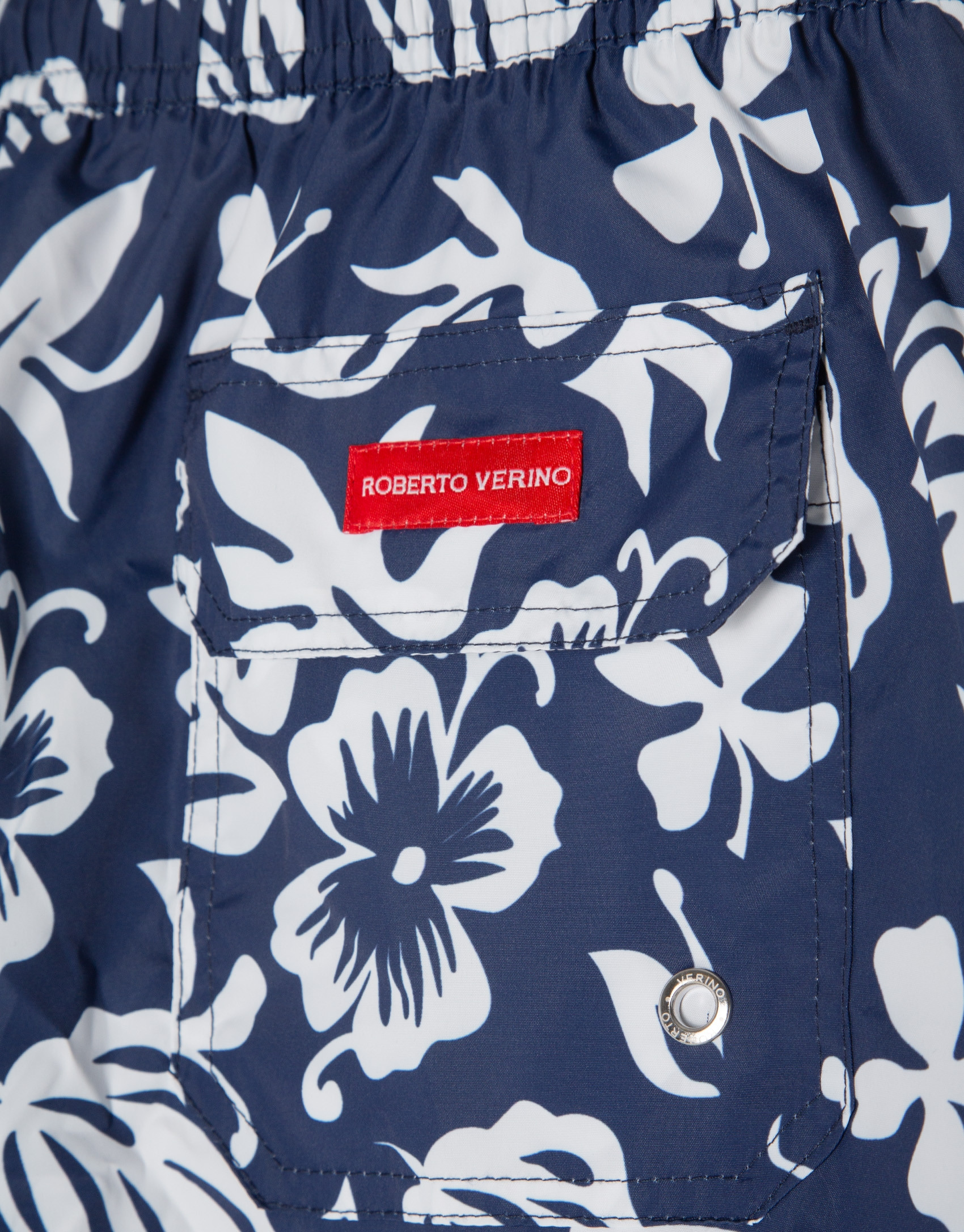 Navy swimsuit with white leaf print - Man | Roberto Verino