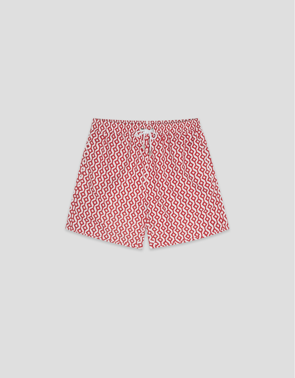 Red geometric print swimsuit - Man - SS2025 | Roberto Verino