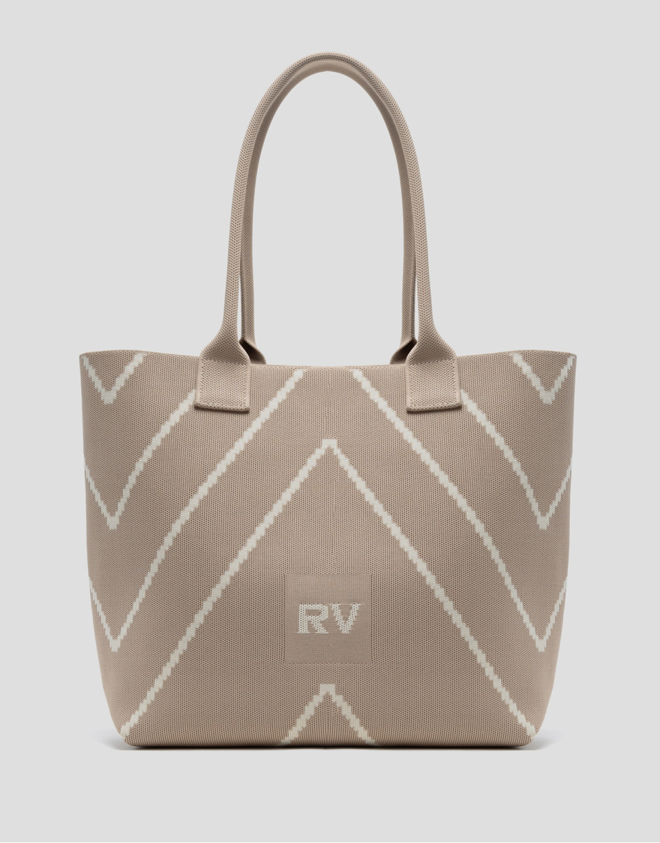 Nude knit maxi Kendall shopping bag with ... | Roberto Verino