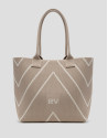 Nude knit maxi Kendall shopping bag with ... | Roberto Verino