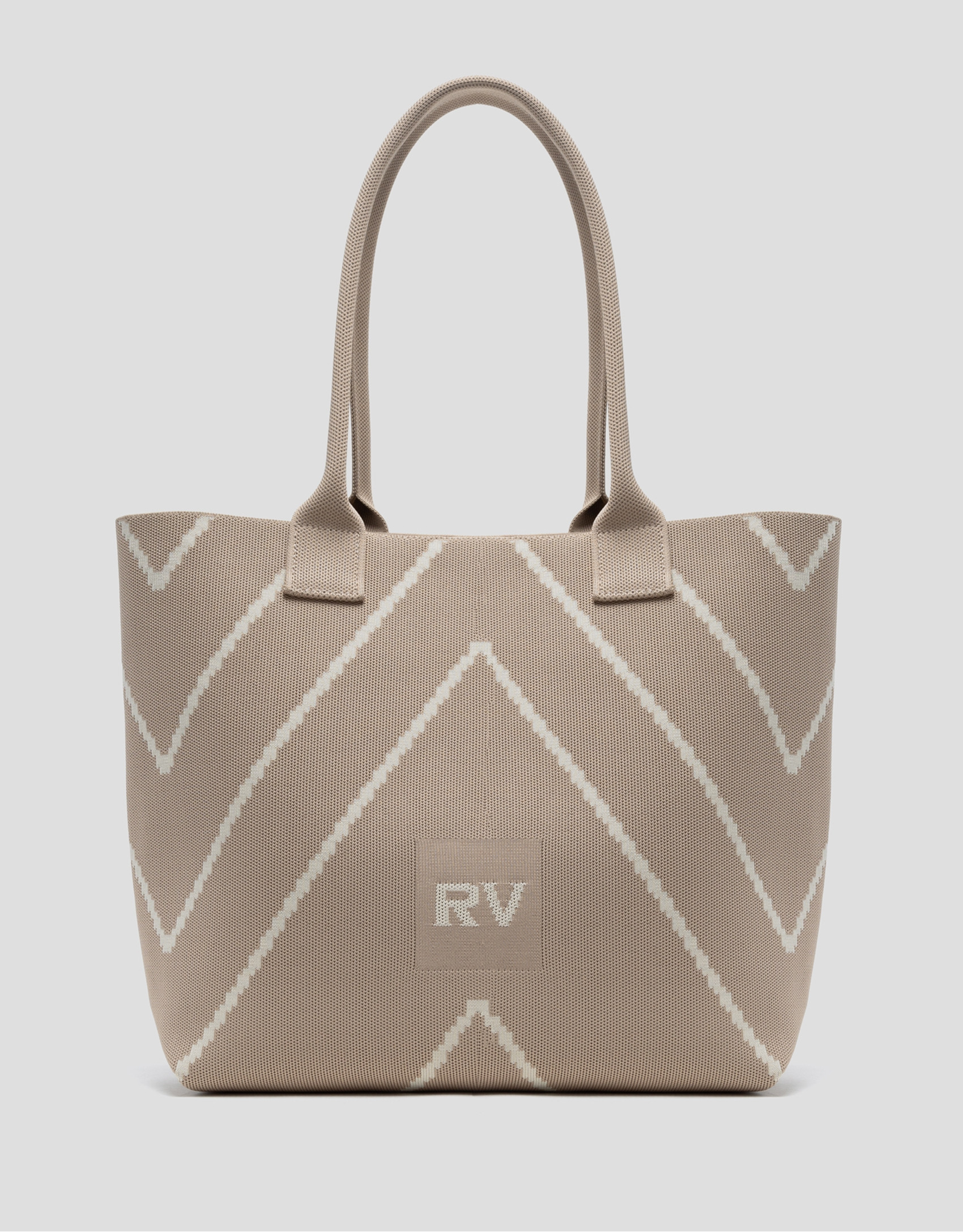Nude knit maxi Kendall shopping bag with ... | Roberto Verino