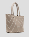 Nude knit maxi Kendall shopping bag with ... | Roberto Verino