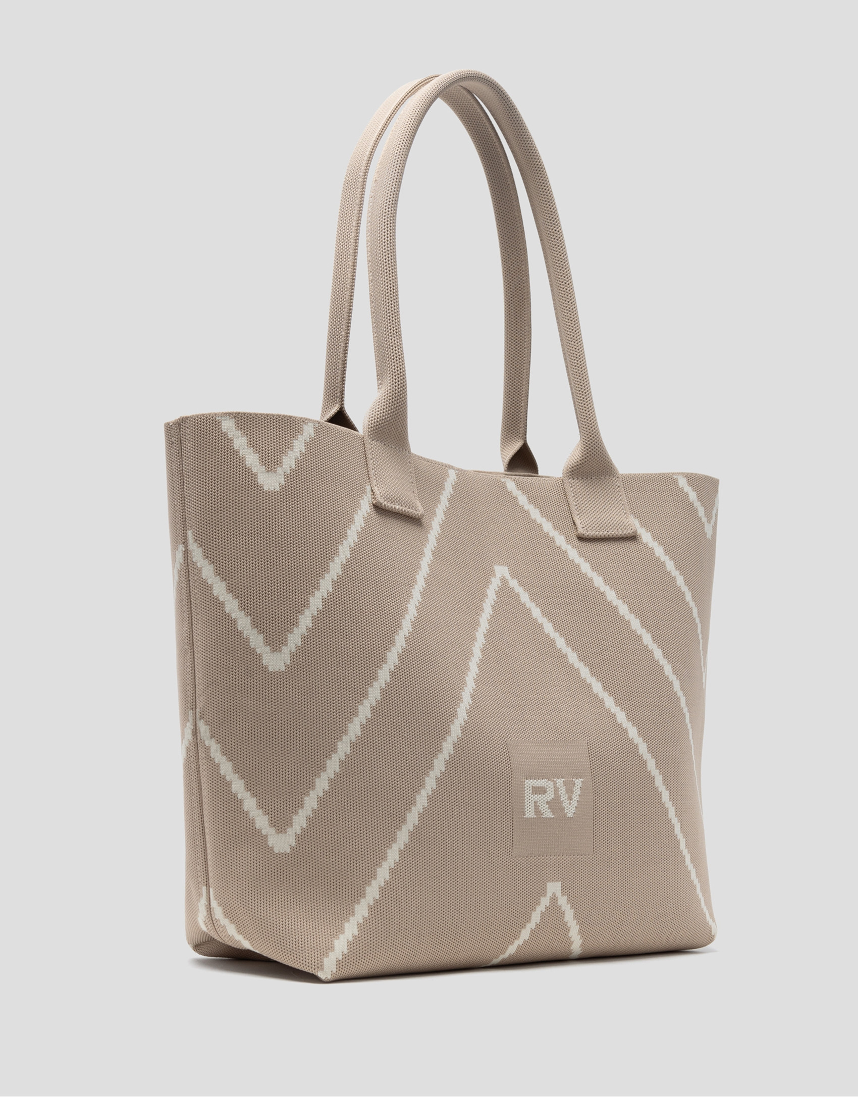 Nude knit maxi Kendall shopping bag with ... | Roberto Verino