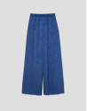 Deep blue palazzo pants with floral damask | Roberto Verino