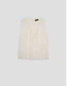 Top tejido fluido beige con bordado floral | Roberto Verino