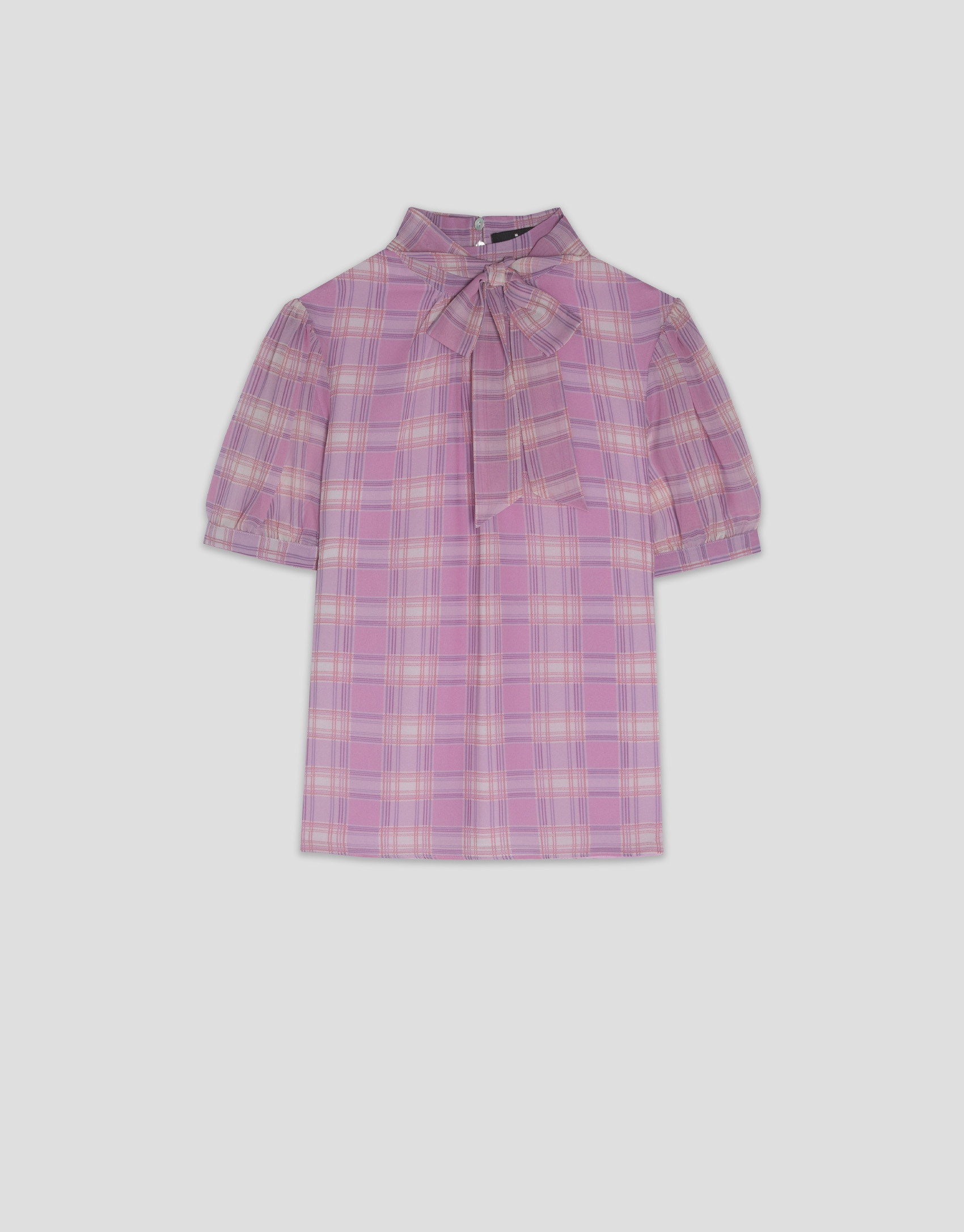 Blusa manga corta y cuello anudado cuadros ... | Roberto Verino