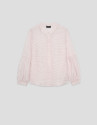 Pink and white striped blouse with puffed ... | Roberto Verino