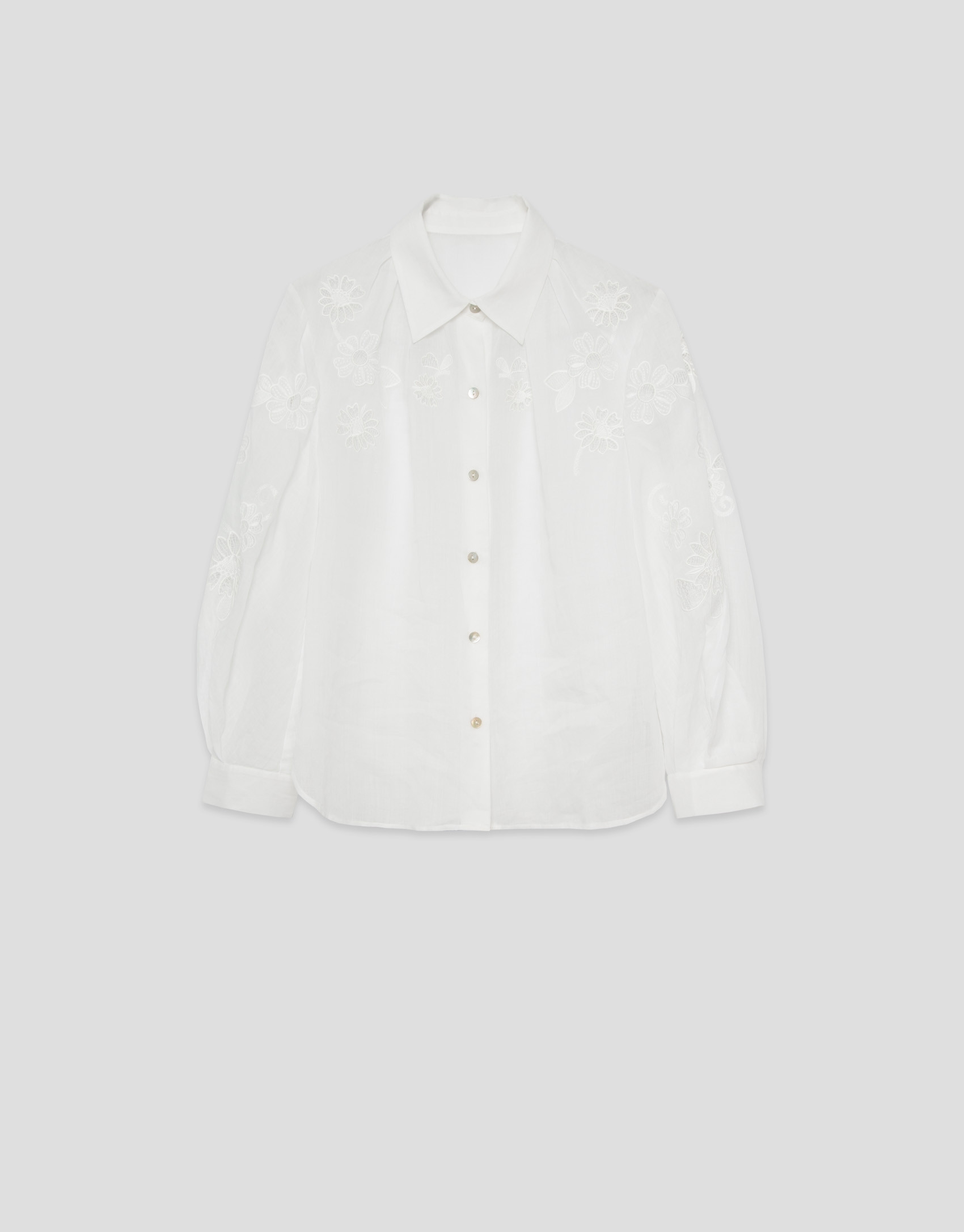 Blusa oversize ramio blanco con bordado - Mujer | Roberto Verino