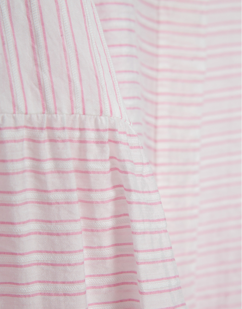 Pink and white striped blouse with puffed ... | Roberto Verino