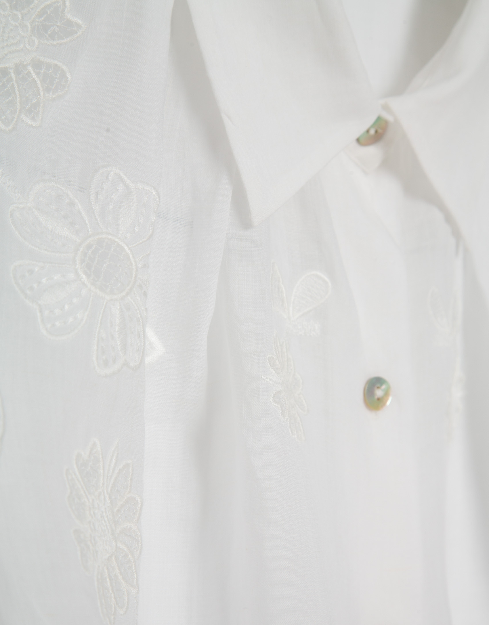 Blusa oversize ramio blanco con bordado - Mujer | Roberto Verino