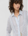 Blusa manga larga remangada rayas azul y blanco | Roberto Verino