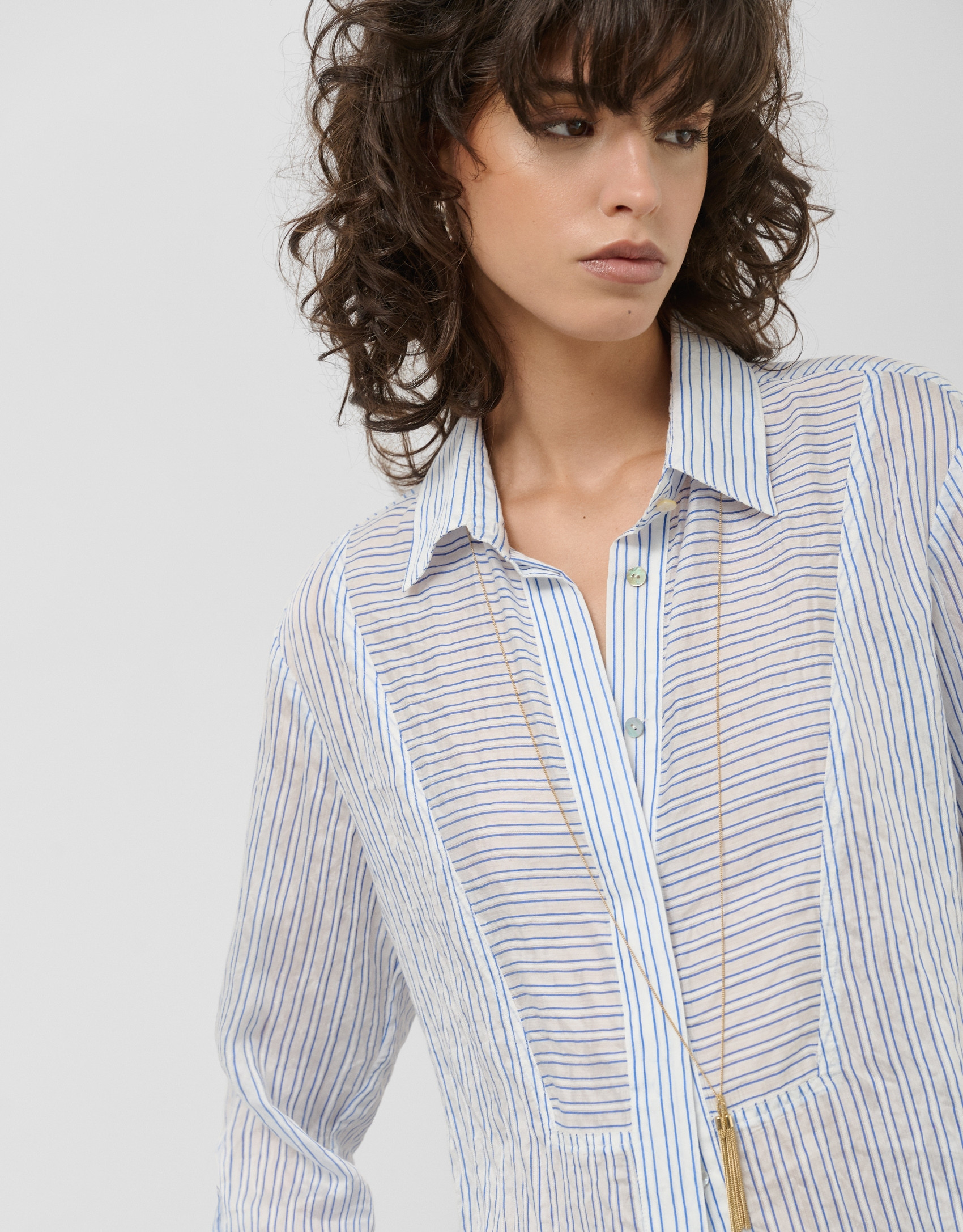 Blue and white striped blouse with long ... | Roberto Verino
