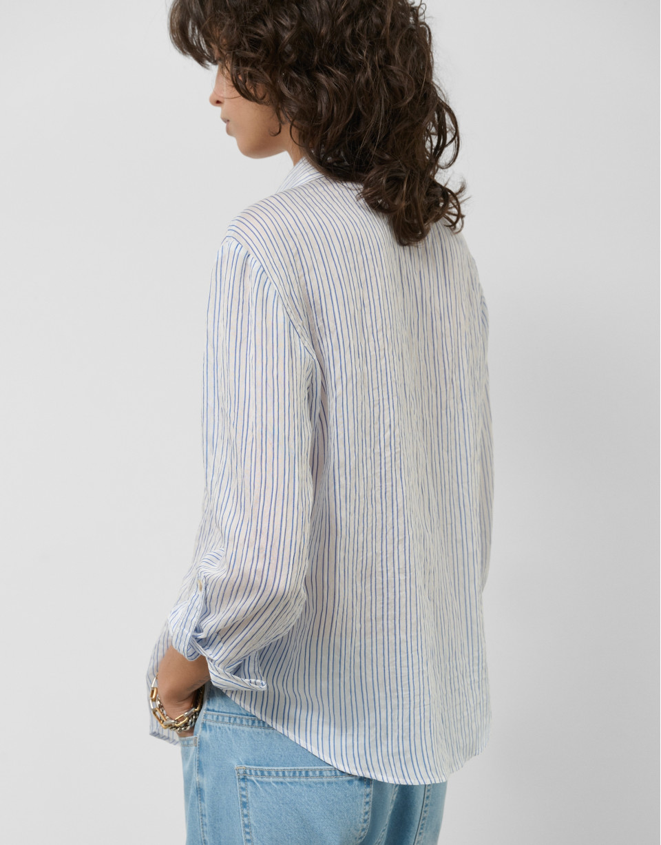 Blue and white striped blouse with long ... | Roberto Verino