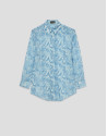Blusa larga en gasa estampado vegetal azul | Roberto Verino