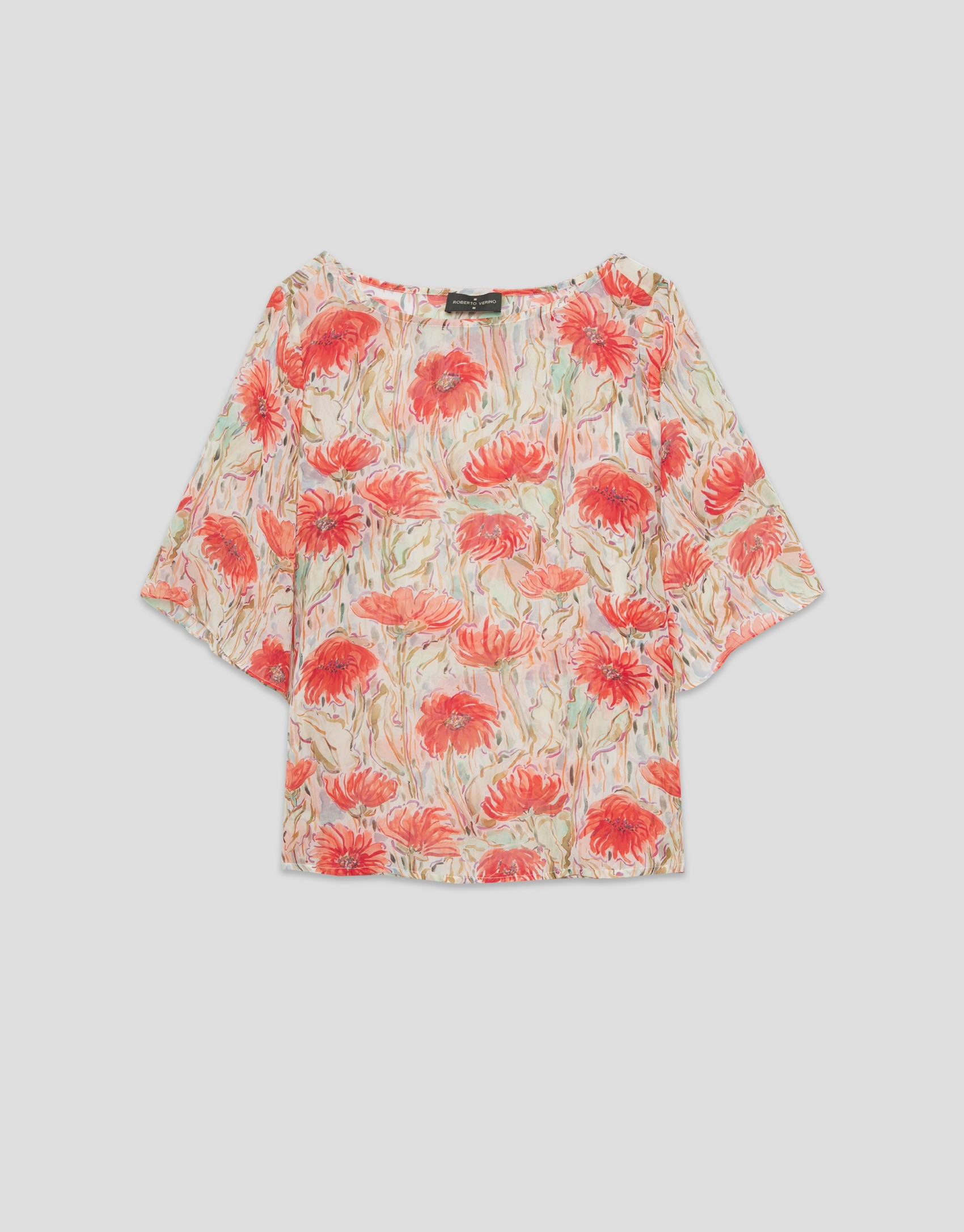Blusón en gasa estampado vegetal floral ... | Roberto Verino