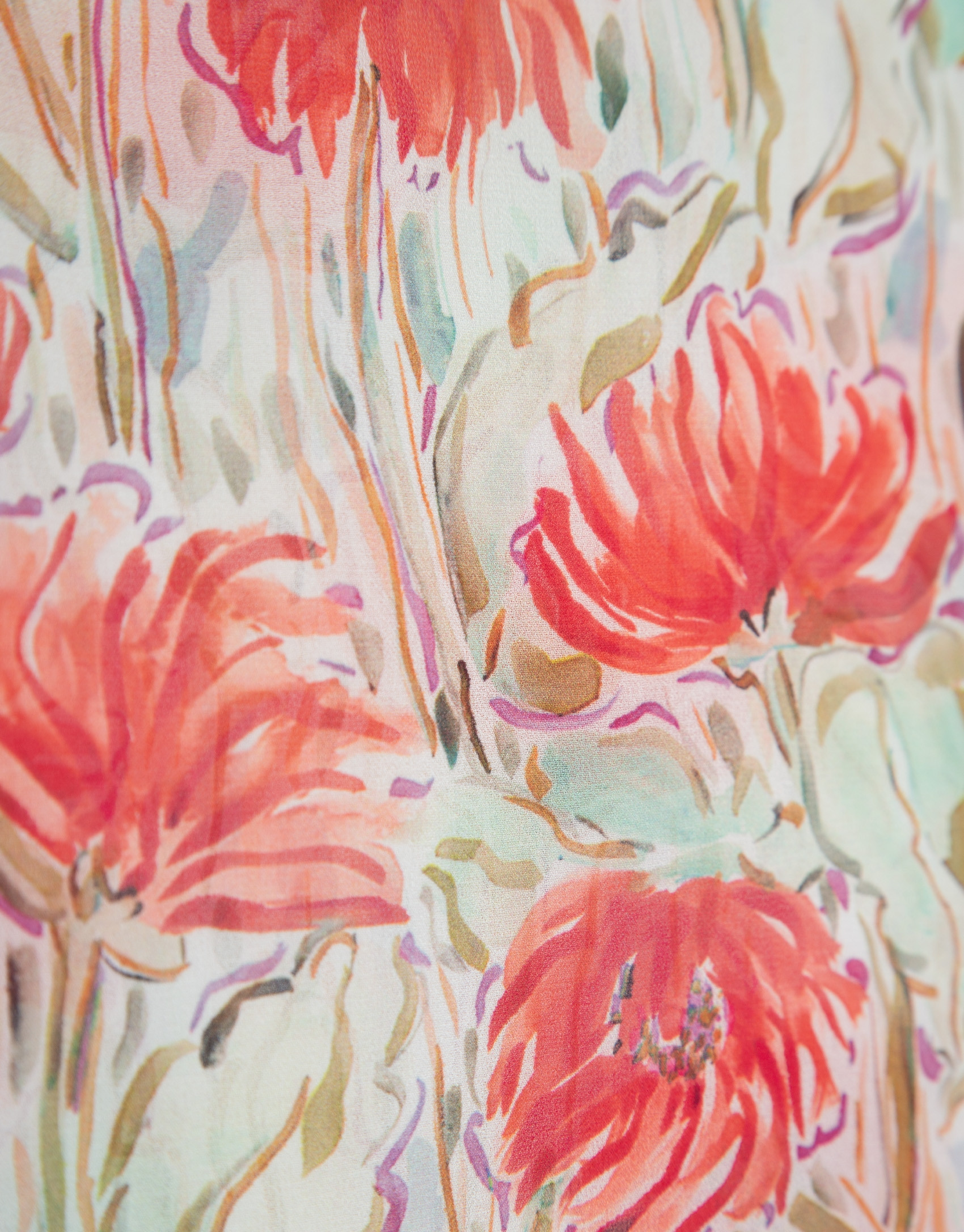 Blusón en gasa estampado vegetal floral ... | Roberto Verino