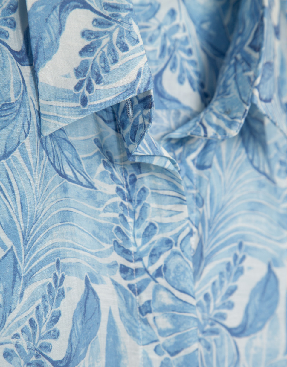 Blusa larga en gasa estampado vegetal azul | Roberto Verino