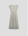 Black and white midi dress with pleats and ... | Roberto Verino