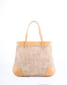 Taupe Birdy Mix braided leather shopping bag 