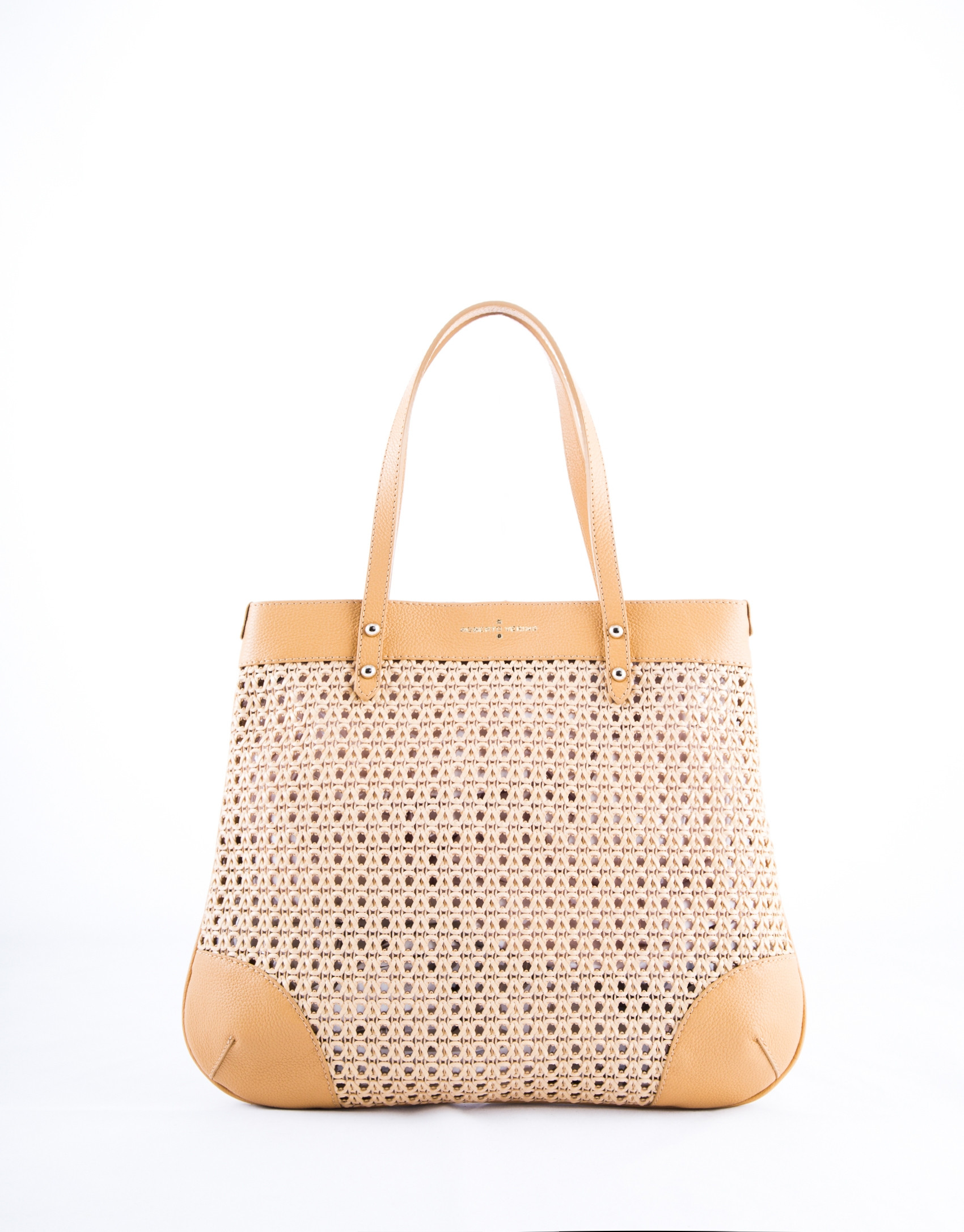 Taupe Birdy Mix braided leather shopping bag 
