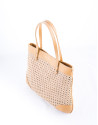 Taupe Birdy Mix braided leather shopping bag 