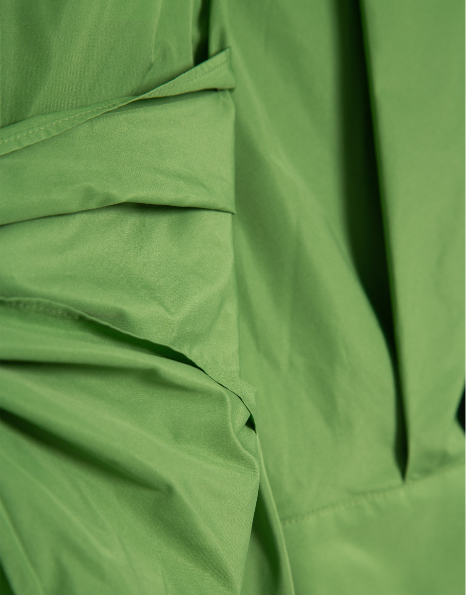 Green taffeta long sleeve midi shirt dress | Roberto Verino