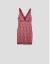 Short raspberry guipure sleeveless dress with... | Roberto Verino