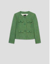 Chaqueta corta tweed tonos verde - Mujer | Roberto Verino