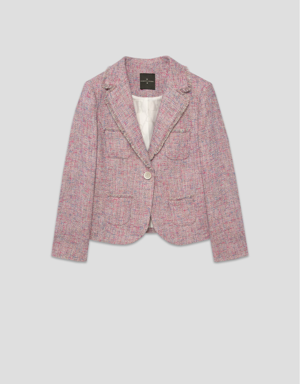 Chaqueta corta tweed tonos rosa - Mujer | Roberto Verino