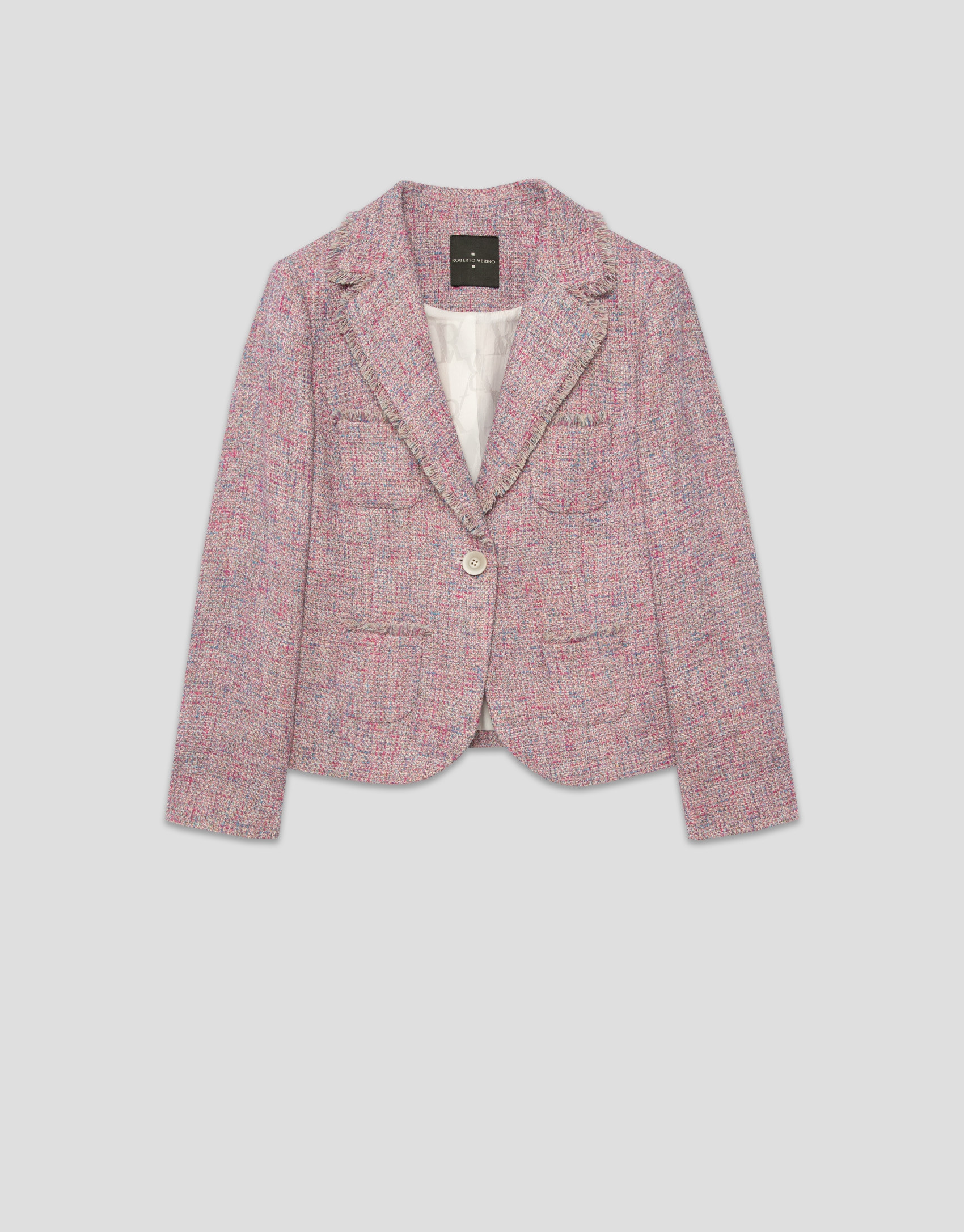 Pink tweed short jacket - Woman - SS2025 | Roberto Verino