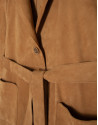 Camel suede belted jacket - Woman - SS2025 | Roberto Verino