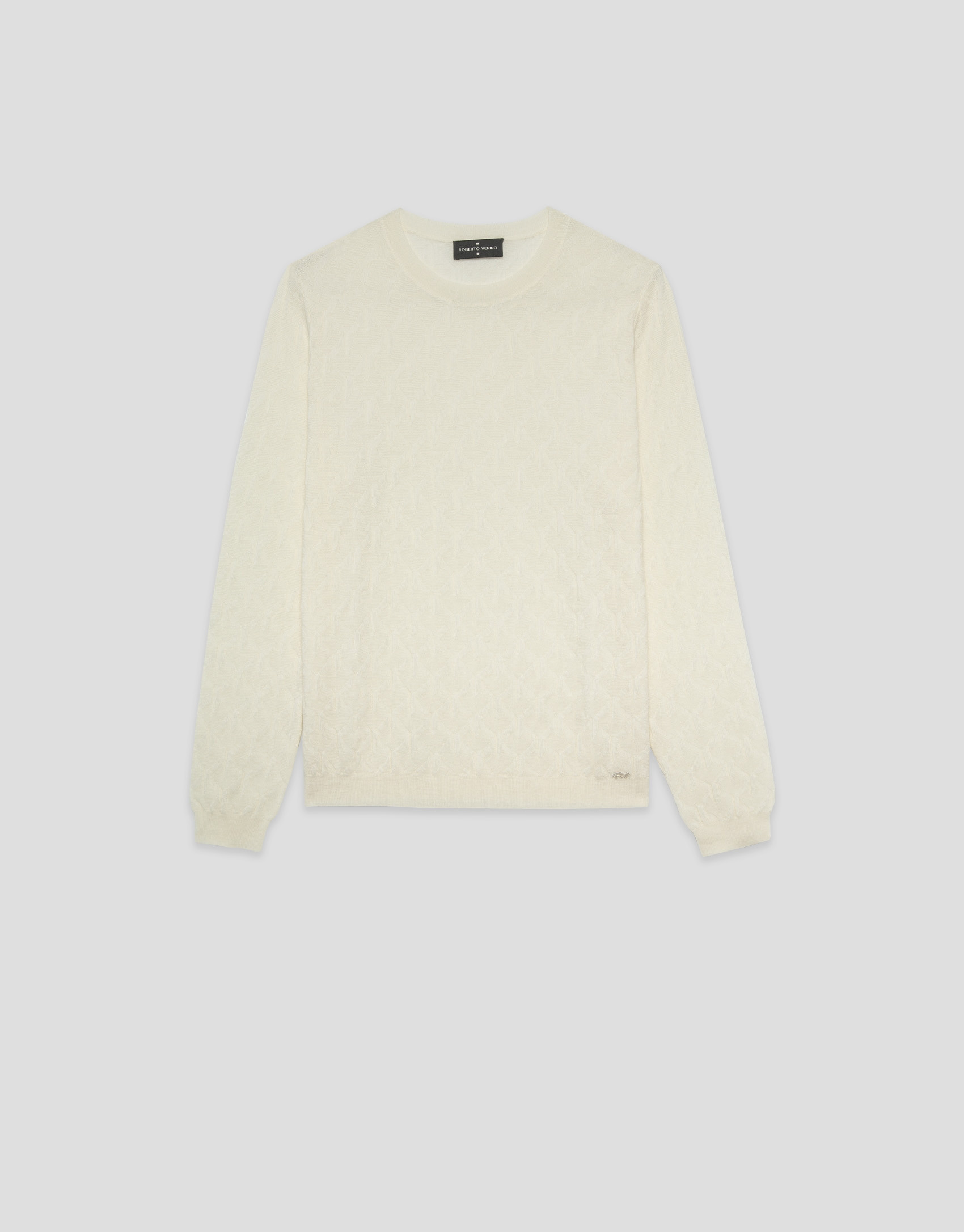 Long sleeve wool sweater with ecru eights | Roberto Verino