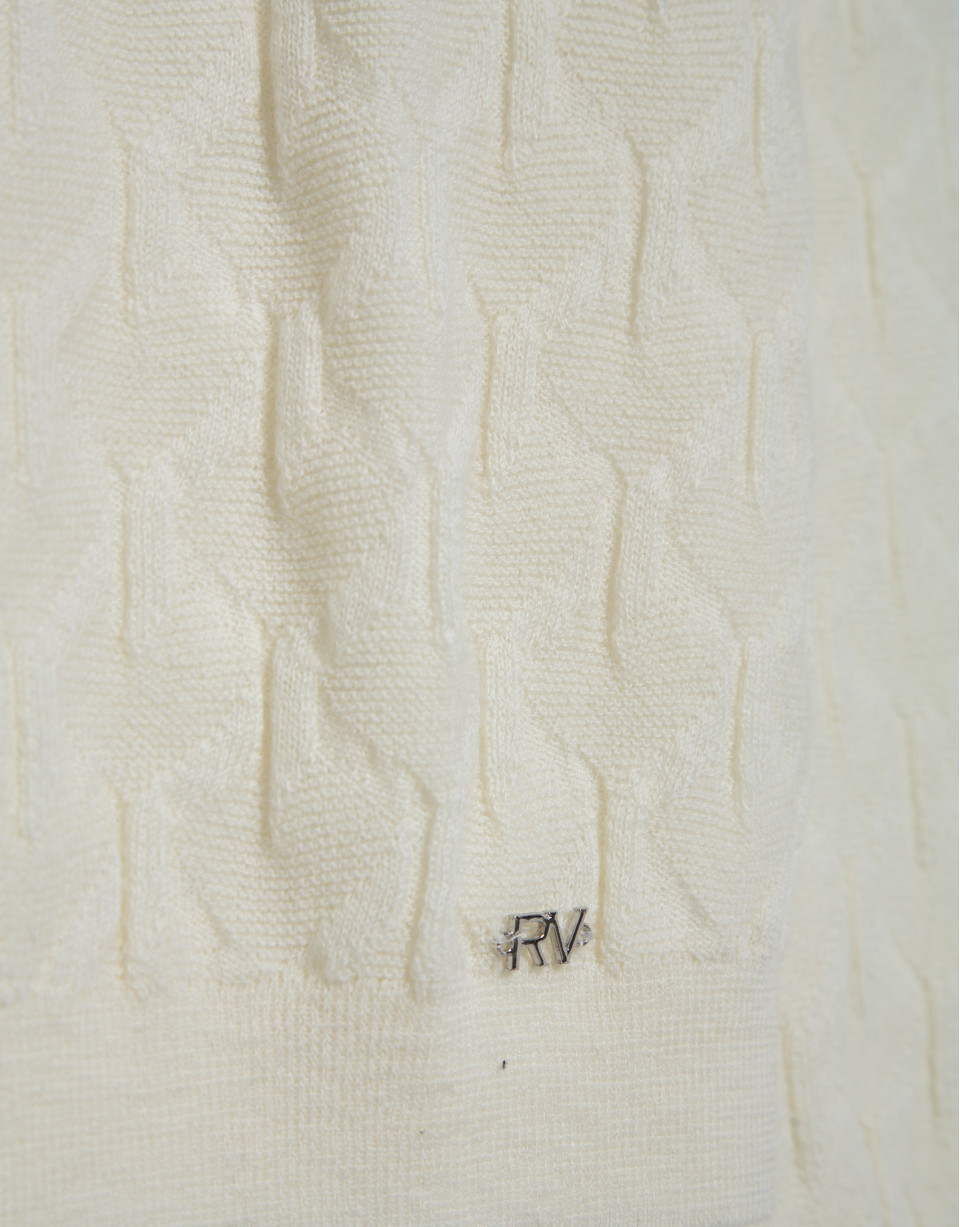 Long sleeve wool sweater with ecru eights | Roberto Verino