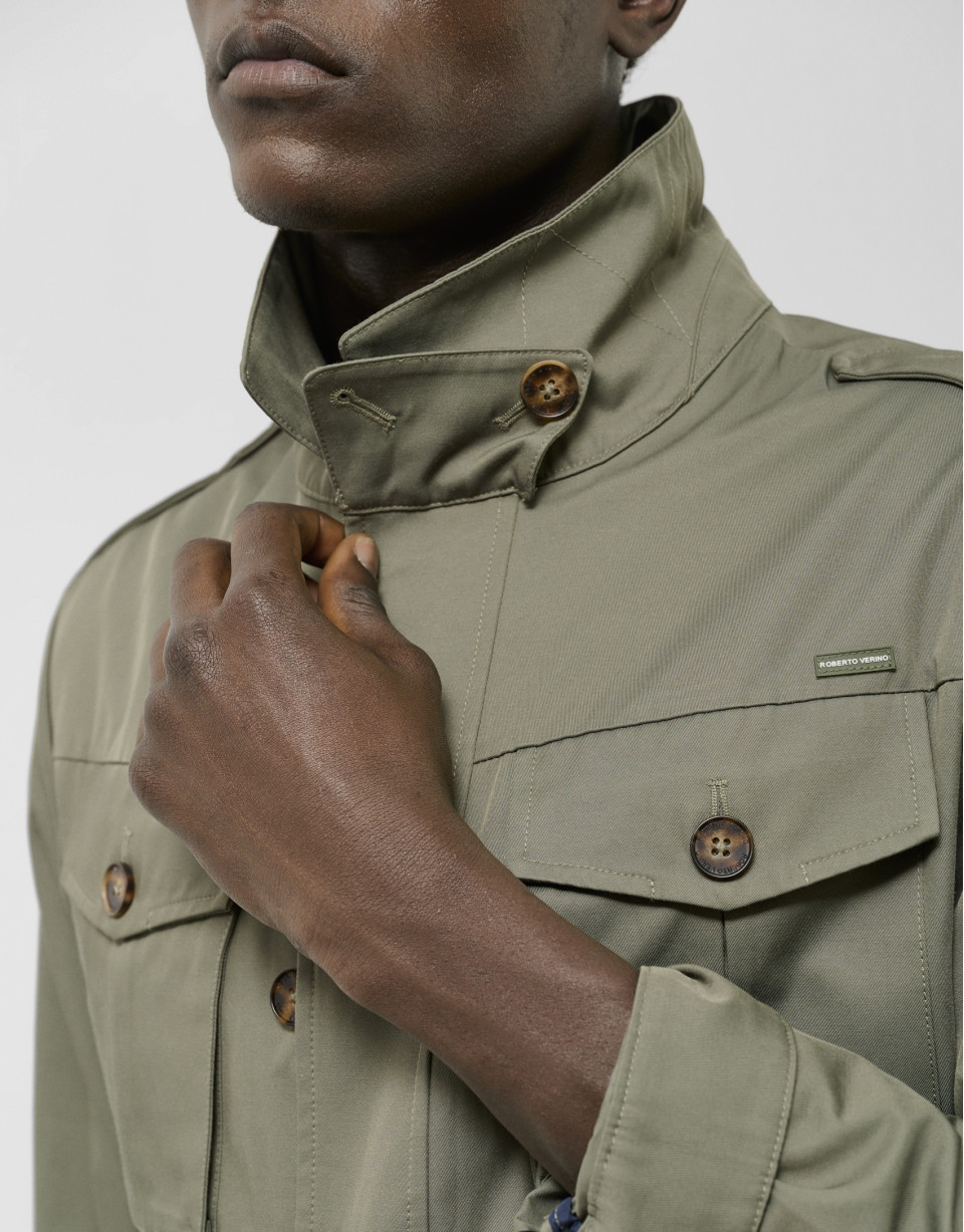 Khaki green four-pocket safari jacket - Man | Roberto Verino