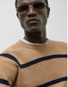 Camel/navy striped sweater - Man - SS2025 | Roberto Verino
