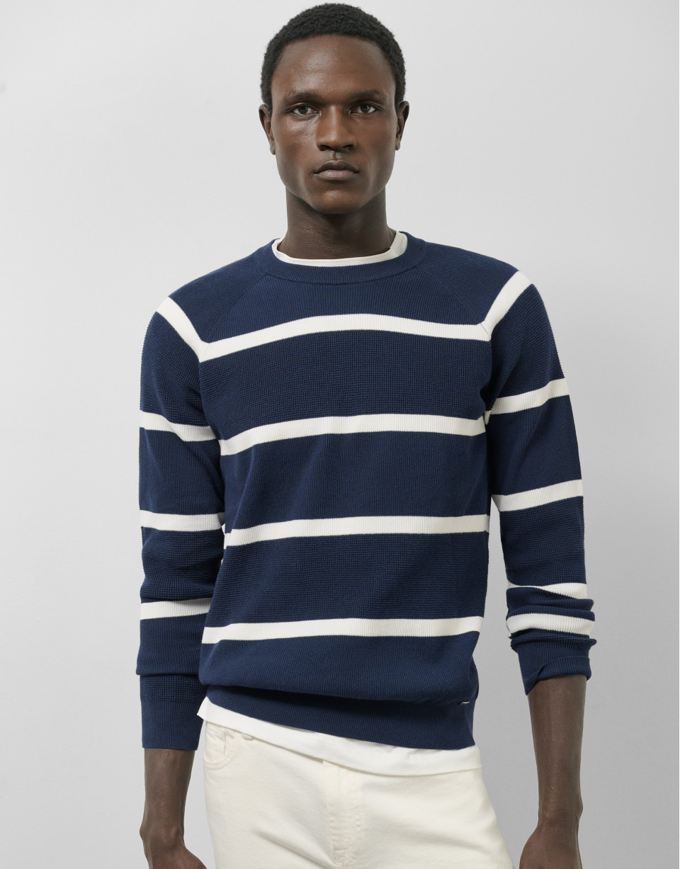 Jersey rayas marino/blanco - Hombre - PV2025 | Roberto Verino